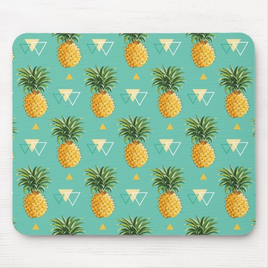 Helle Ananas auf geometrischem Muster Mousepad (Vorne)