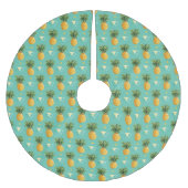 Helle Ananas auf geometrischem Muster Polyester Weihnachtsbaumdecke (Vorderseite)