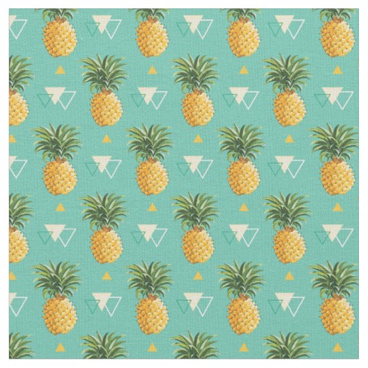 Helle Ananas auf geometrischem Muster Stoff (Nahaufnahme)