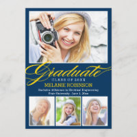 Helle Anfänger Abschluss Einladung - Navy Blue