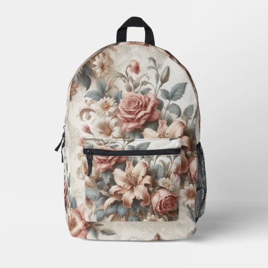 Helle antike Blumenperfektion Bedruckter Rucksack (Vorderseite)