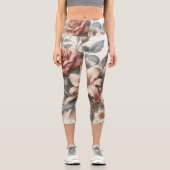 Helle antike Blumenperfektion Capri Leggings (Vorderseite)