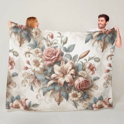 Helle antike Blumenperfektion Fleecedecke (Beispiel)