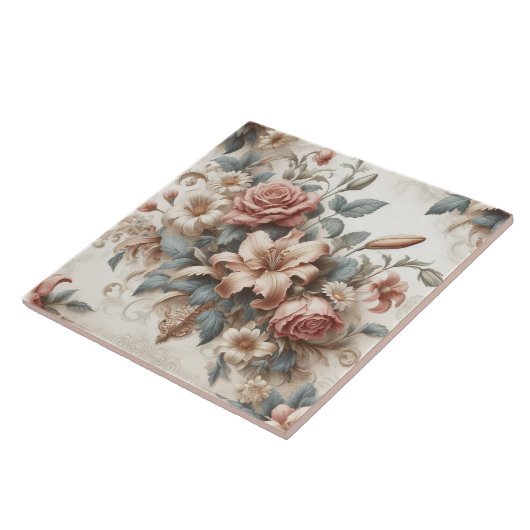 Helle antike Blumenperfektion Fliese (Seite)