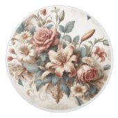 Helle antike Blumenperfektion Keramikknauf (Vorderseite)