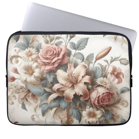 Helle antike Blumenperfektion Laptopschutzhülle (Vorderseite)