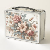 Helle antike Blumenperfektion Metall Brotdose (Rückseite)