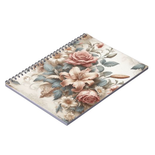 Helle antike Blumenperfektion Notizblock (Linke Seite)