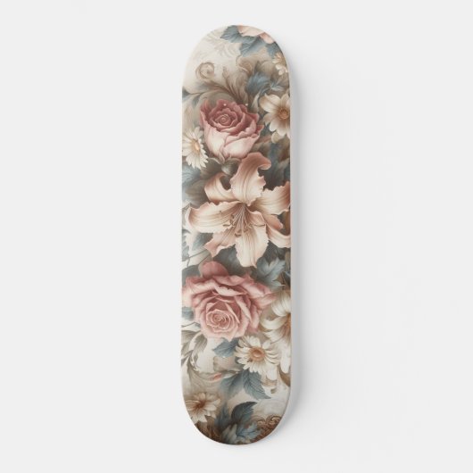 Helle antike Blumenperfektion Skateboard (Vorderseite)