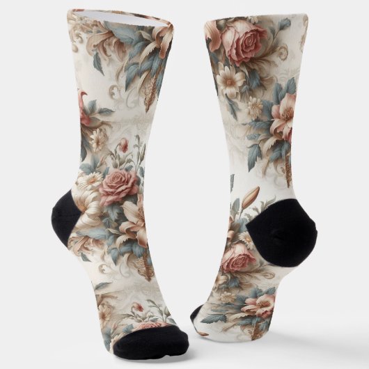 Helle antike Blumenperfektion Socken (Gewinkelt)