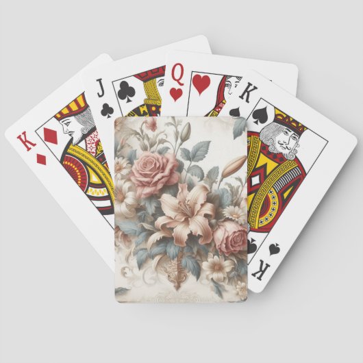 Helle antike Blumenperfektion Spielkarten (Rückseite)