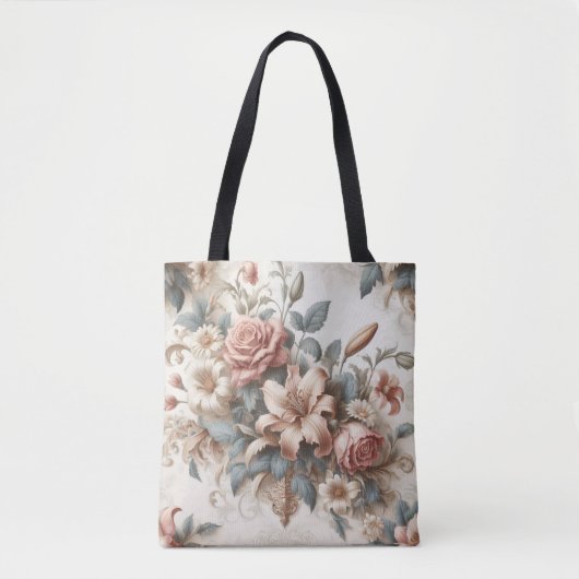 Helle antike Blumenperfektion Tasche (Vorderseite)