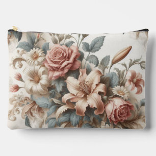 Helle antike Blumenperfektion Zubehörtasche