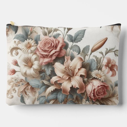 Helle antike Blumenperfektion Zubehörtasche (Vorderseite)