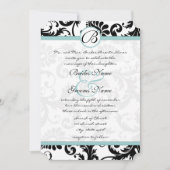 Helle Aqua Damask Wirbel Hochzeit Einladung 5 x 7 (Vorderseite)