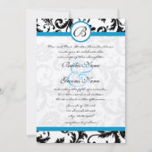 Helle Aqua Damask Wirbel Hochzeit Einladung 5 x 7 (Vorderseite)