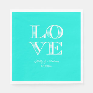 Helle Aqua, Weiße LOVE Servietten