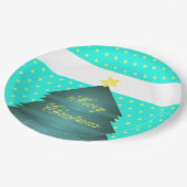 Helle Aquamarin Beach Weihnachten Thema Pappteller (Schrägansicht)