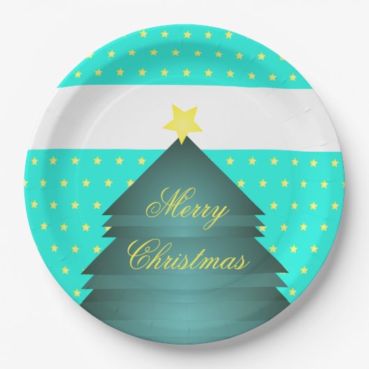 Helle Aquamarin Beach Weihnachten Thema Pappteller (Vorderseite)