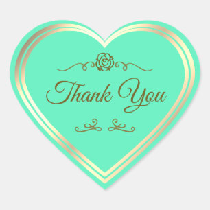 Helle Aquamarine Gold Frame Vintage Rose Niedlich  Herz-Aufkleber