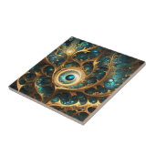 Helle Aquamarine und goldene Fraktal Abstrakte Kun Fliese (Seite)