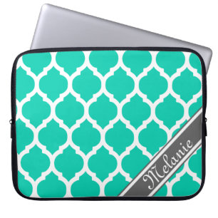 Helle Aquamarine und graue Lattice Individuelle Na Laptopschutzhülle