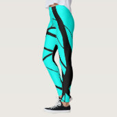Helle aquamarine und schwarze lineare Leggings (Links)