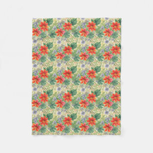 Helle Aquarell-Blume Fleecedecke