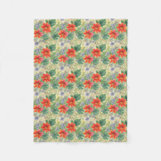 Helle Aquarell-Blume Fleecedecke