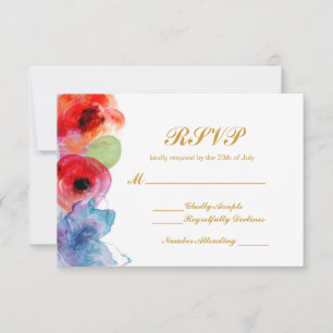 Helle Aquarell-Blumen Blumen RSVP Hochzeit Karte