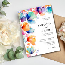 Helle Aquarell-Blumen Moderne Elegante Hochzeit
