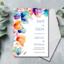 Helle Aquarell-Blumen Moderne Elegante Hochzeit