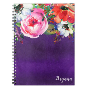 Helle Aquarell-Blumen Violette Party-Chic individu Notizblock