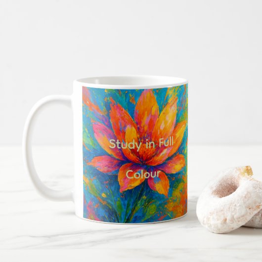 Helle Aquarell-Kunst Moderne Blume Kaffeetasse (Mit Donut)