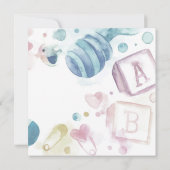 Helle Aquarell schöne, helle Babydusche Einladung (Rückseite)