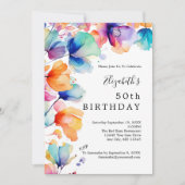 Helle Aquarellblume 50. Geburtstag Einladung (Vorderseite)