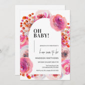 Helle Aquarellblume Arch Oh Babydusche Einladung (Vorne/Hinten)