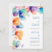 Helle Aquarellblume Moderne QR Code Hochzeit Save The Date (Vorderseite)