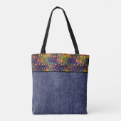Helle Aquarellfarben-Blume und Denim Tasche (Rückseite)
