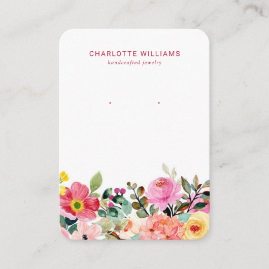 Helle Aquarellfarben-Blütenschmuckkarte Visitenkarte (Vorderseite)