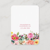 Helle Aquarellfarben-Blütenschmuckkarte Visitenkarte (Rückseite)