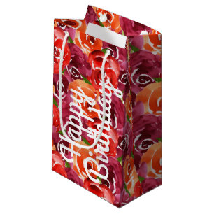 Helle Aquarellfarben Floral Happy Geburtstag Kleine Geschenktüte