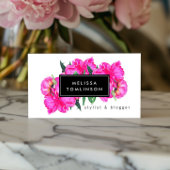 Helle Aquarellfarben Pink Peonies Floral Bouquet Visitenkarte