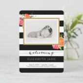 Helle Aquarellfarben-Rose Geburtsankündigung Ankündigung (Stehend Vorderseite)