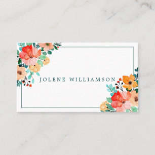 Helle Aquarellfarben Sommer-Blume Visitenkarte