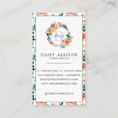 Helle Aquarellfarben Sommer-Blume Visitenkarte (Rückseite)