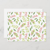 Helle Aquarellfarben Weihnachtsmistletogramm Muste Postkarte (Vorne/Hinten)