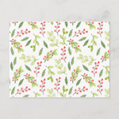 Helle Aquarellfarben Weihnachtsmistletogramm Muste Postkarte (Vorderseite)