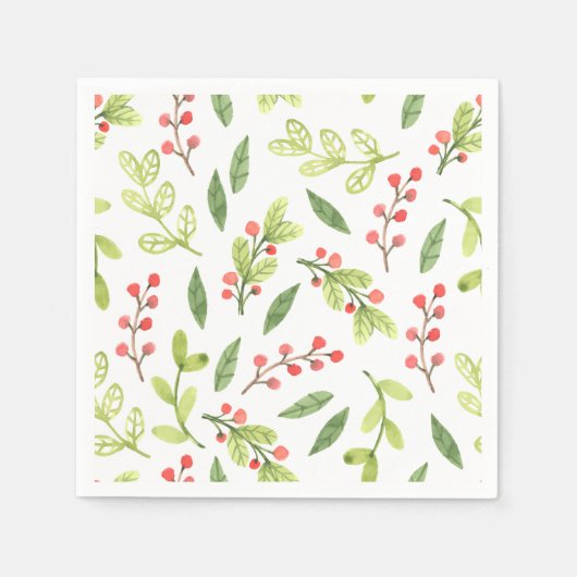 Helle Aquarellfarben Weihnachtsmistletogramm Muste Serviette (Vorderseite)