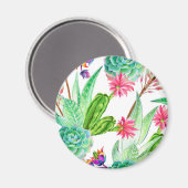 Helle Aquarellkaktus und sukkulentes Muster Magnet (Vorderseite/Rückseite)